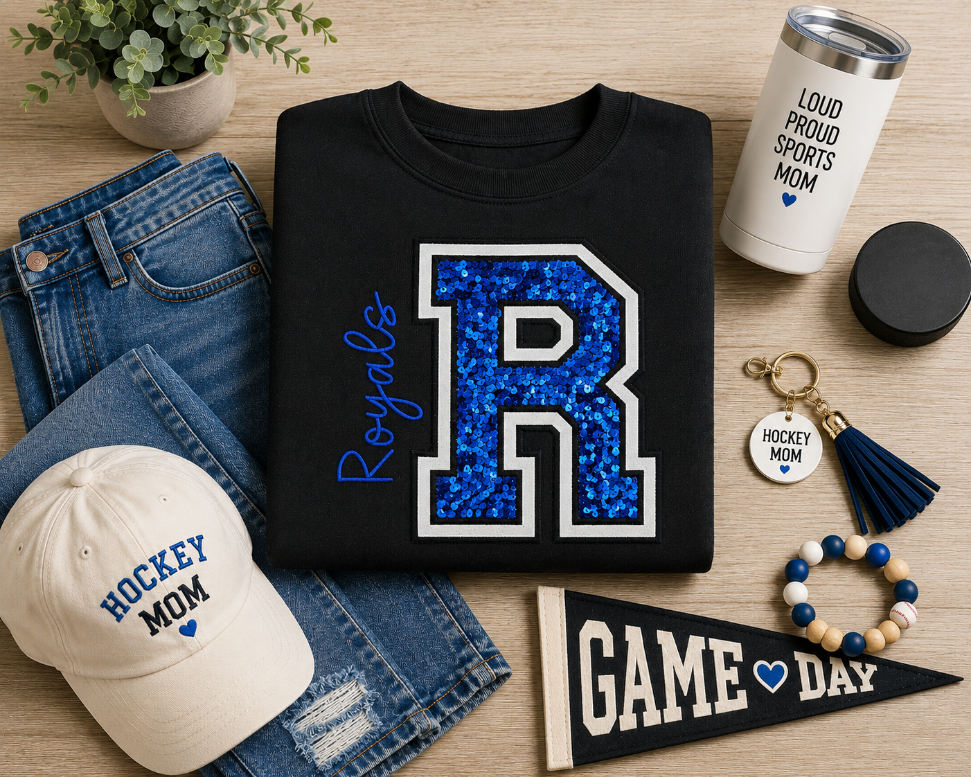 Royals Letter Sequin Applique Bella + Canvas Shirt