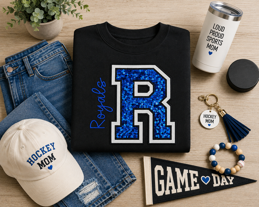 Royals Letter Sequin Applique Bella + Canvas Shirt