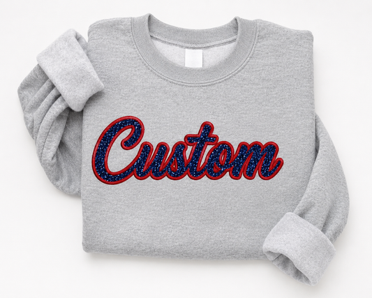 Custom Cursive Word Glitter Applique (Tee, Sweatshirt, Hoodie)