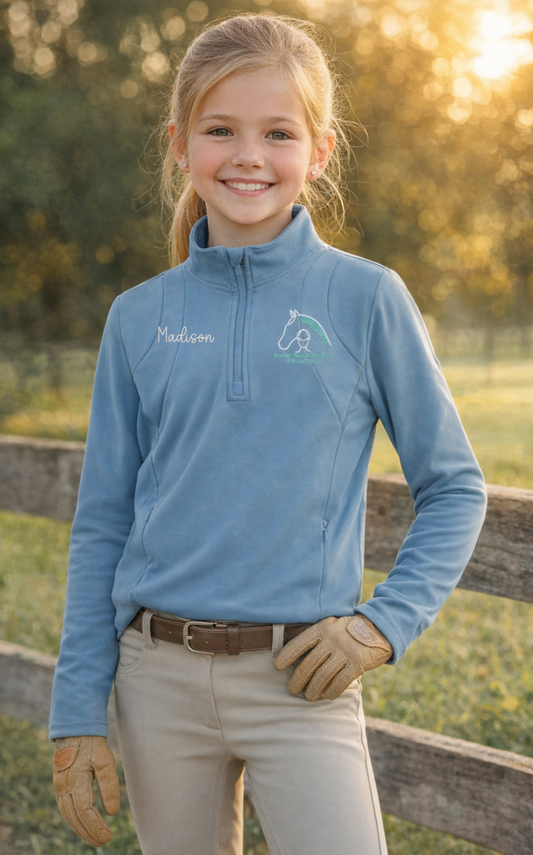 Girls Boulder Pointe Cold Weather Embroidered Riding Top