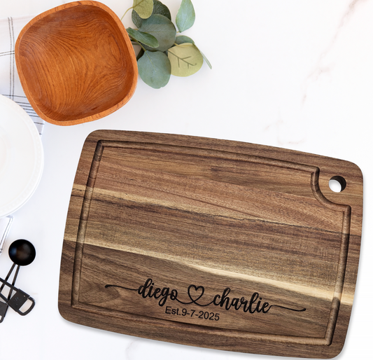 Joining Heart Personalized Cutting Board