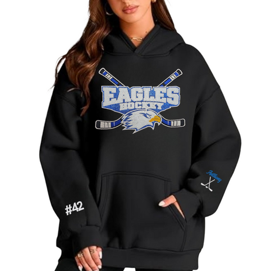 Becker Big Lake Hockey ✨️ Glitter Applique Oversized Pullover Hoodie