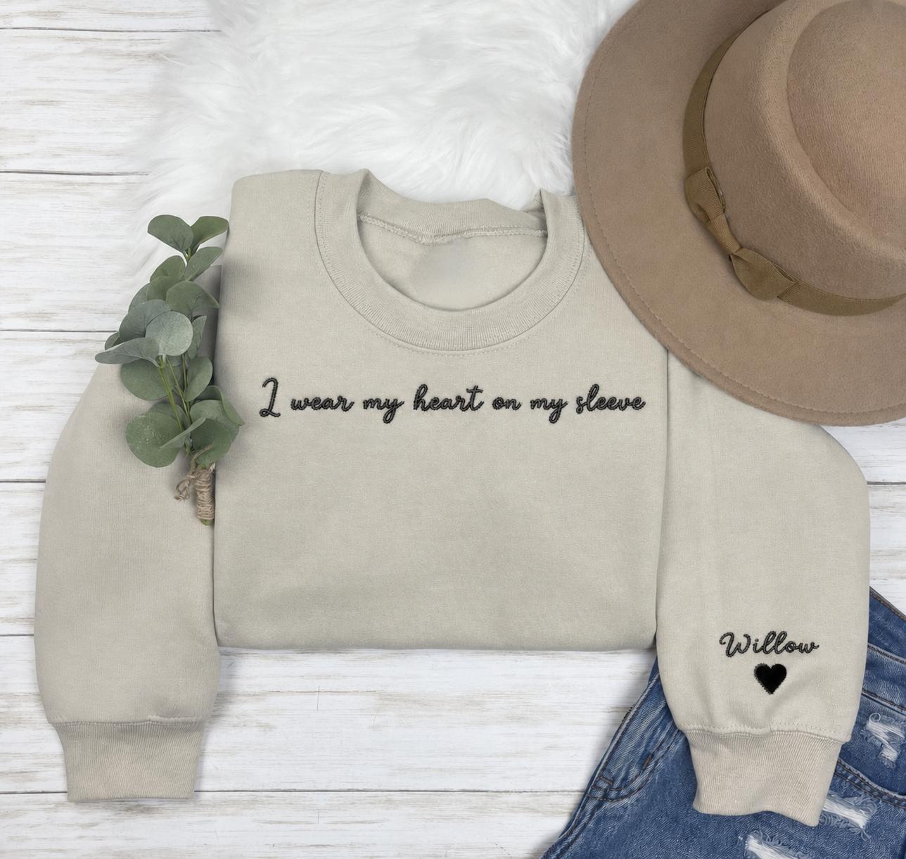 I Wear My Heart on My Sleeve Embroidered Sweatshirt