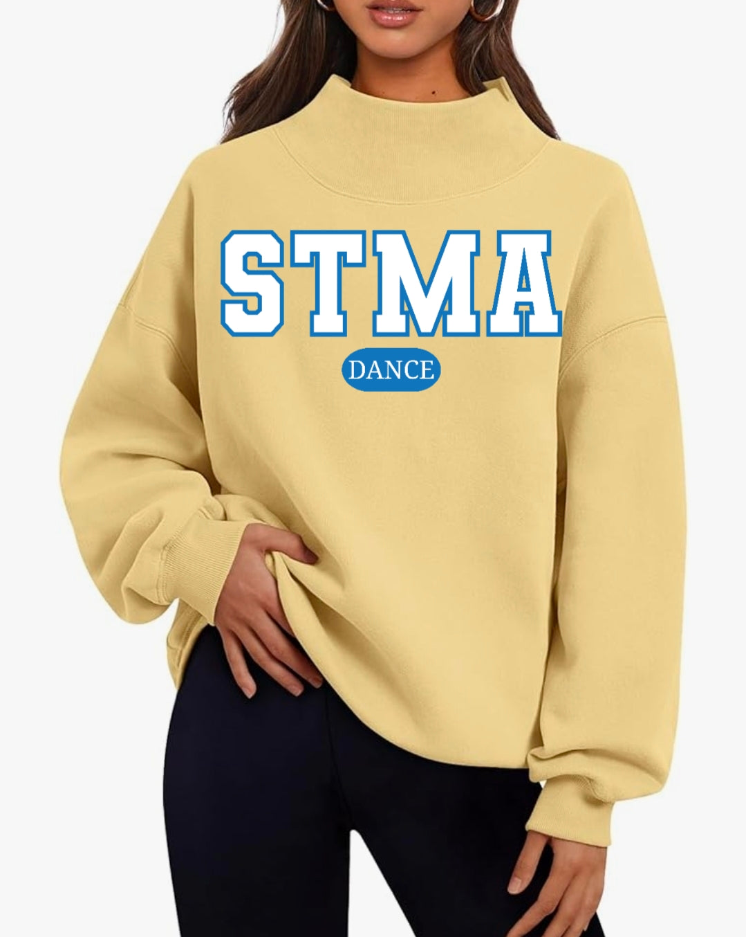 STMA Dance Applique Embroidered Oversized Turtleneck Sweatshirt