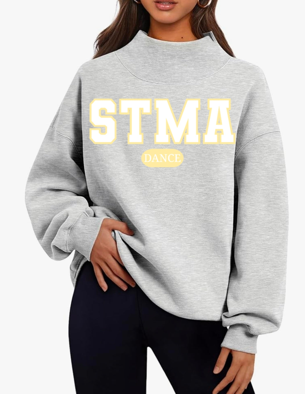 STMA Dance Applique Embroidered Oversized Turtleneck Sweatshirt