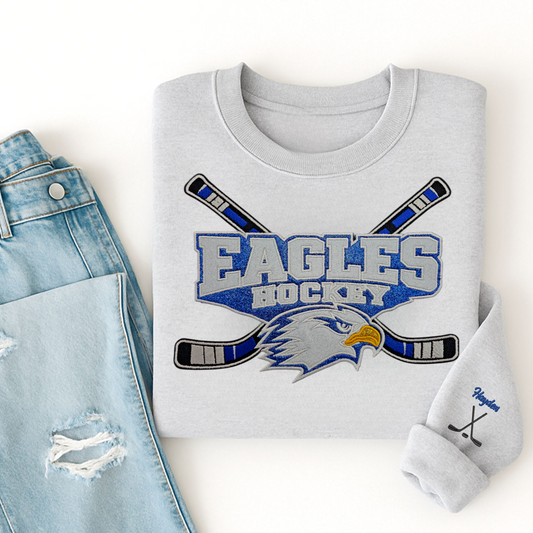 Adult Big Lake Becker Hockey ✨️ Glitter Applique Bella + Canvas Crew Sweatshirt