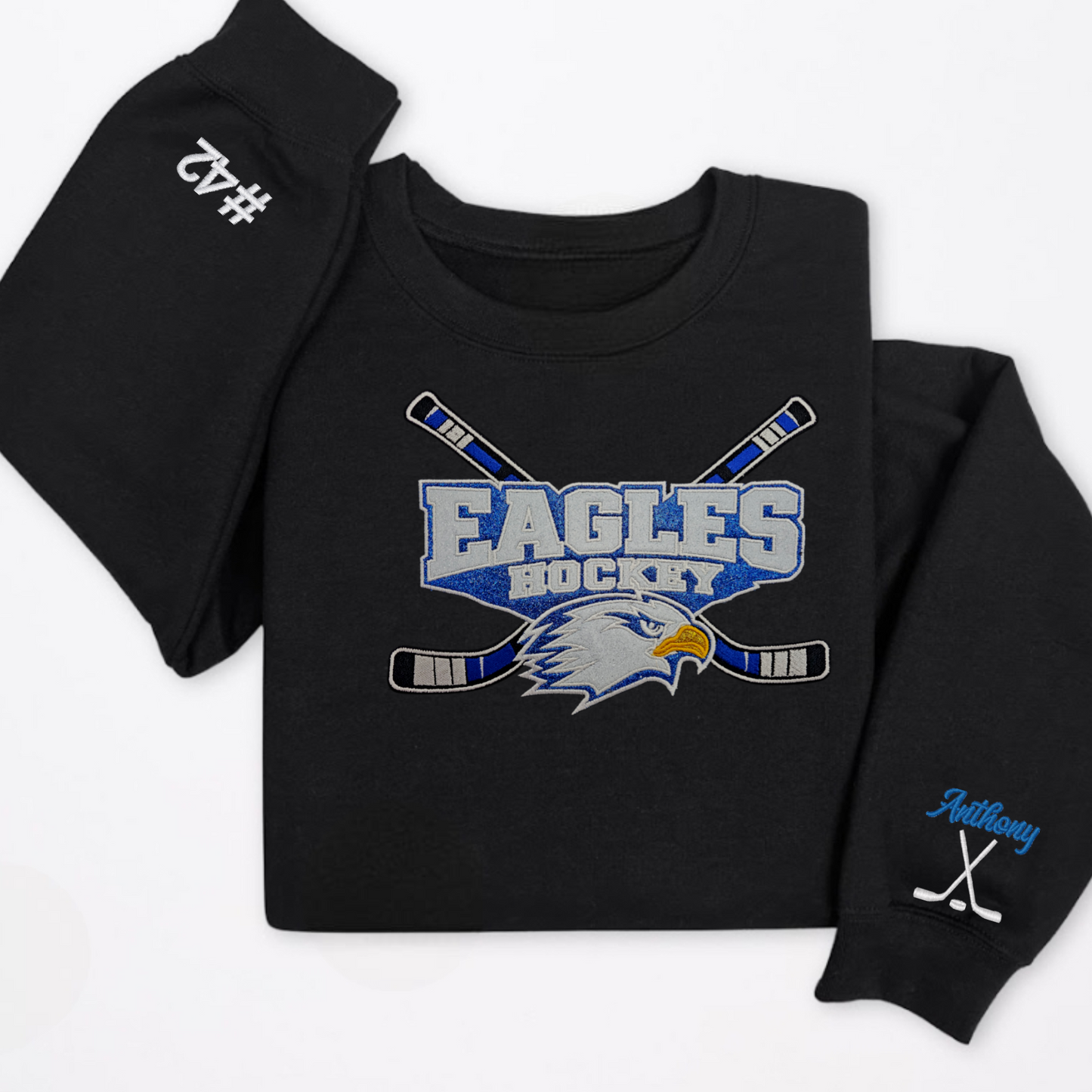 Adult Big Lake Becker Hockey ✨️ Glitter Applique Bella + Canvas Crew Sweatshirt