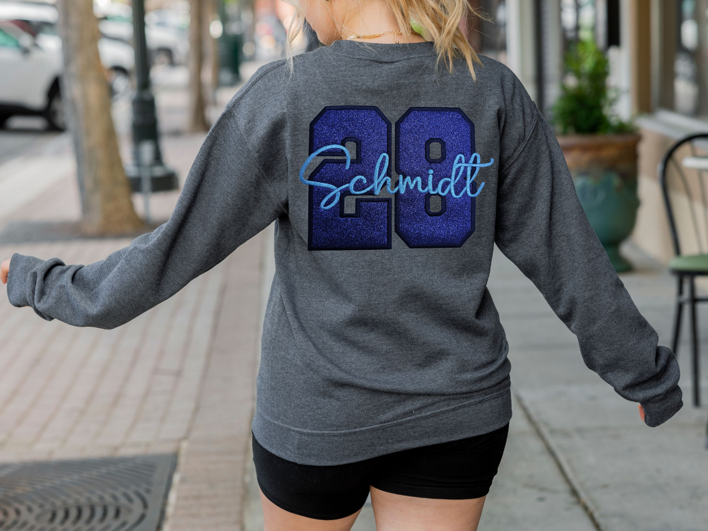 Blaine Hockey Mom Bella Canvas Glitter ✨️ & Sequin Sweatshirt