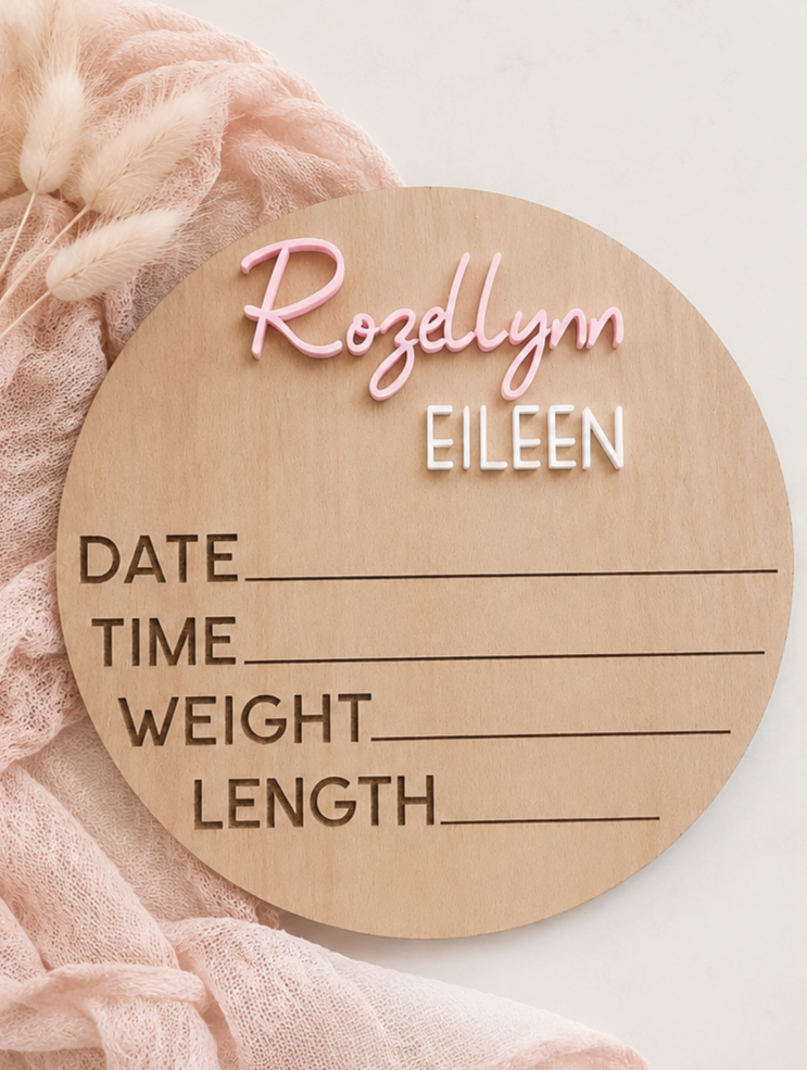 Customizable 4" Baby Announcement Sign
