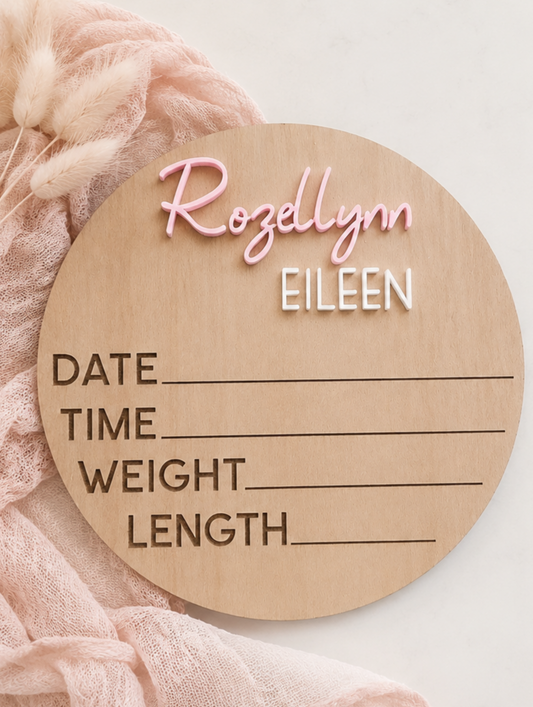 Customizable 4" Baby Announcement Sign