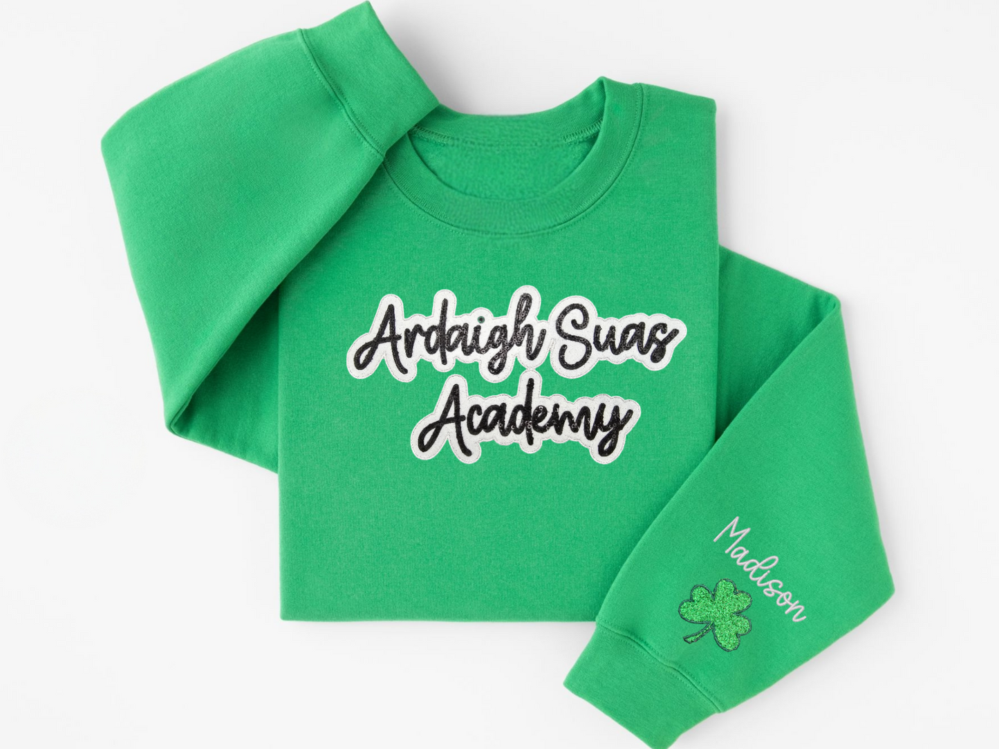 Adult Ardaigh Suas Academy Glitter✨️ & Sequin Irish Green Bella + Canvas Sweatshirt