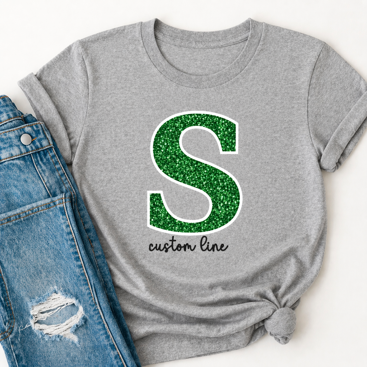 ✨️ Custom Sequin Letter Applique Bella + Canvas Heavy Tee