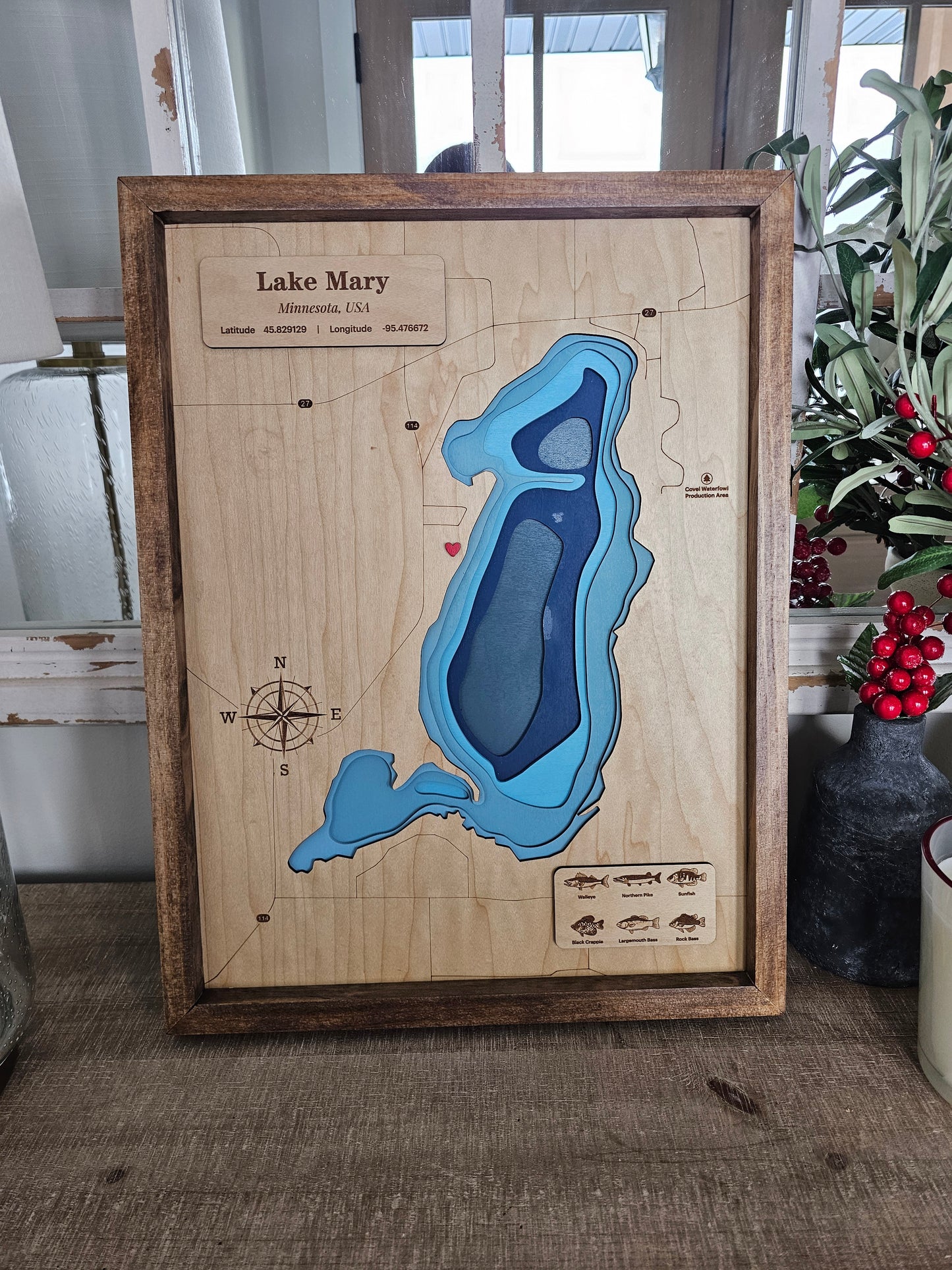 Custom Wood Bathymetric Maps