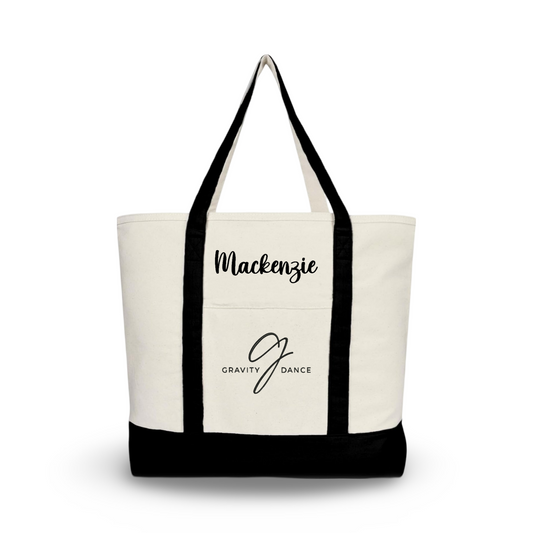 Gravity Dance Embroidered Canvas Tote