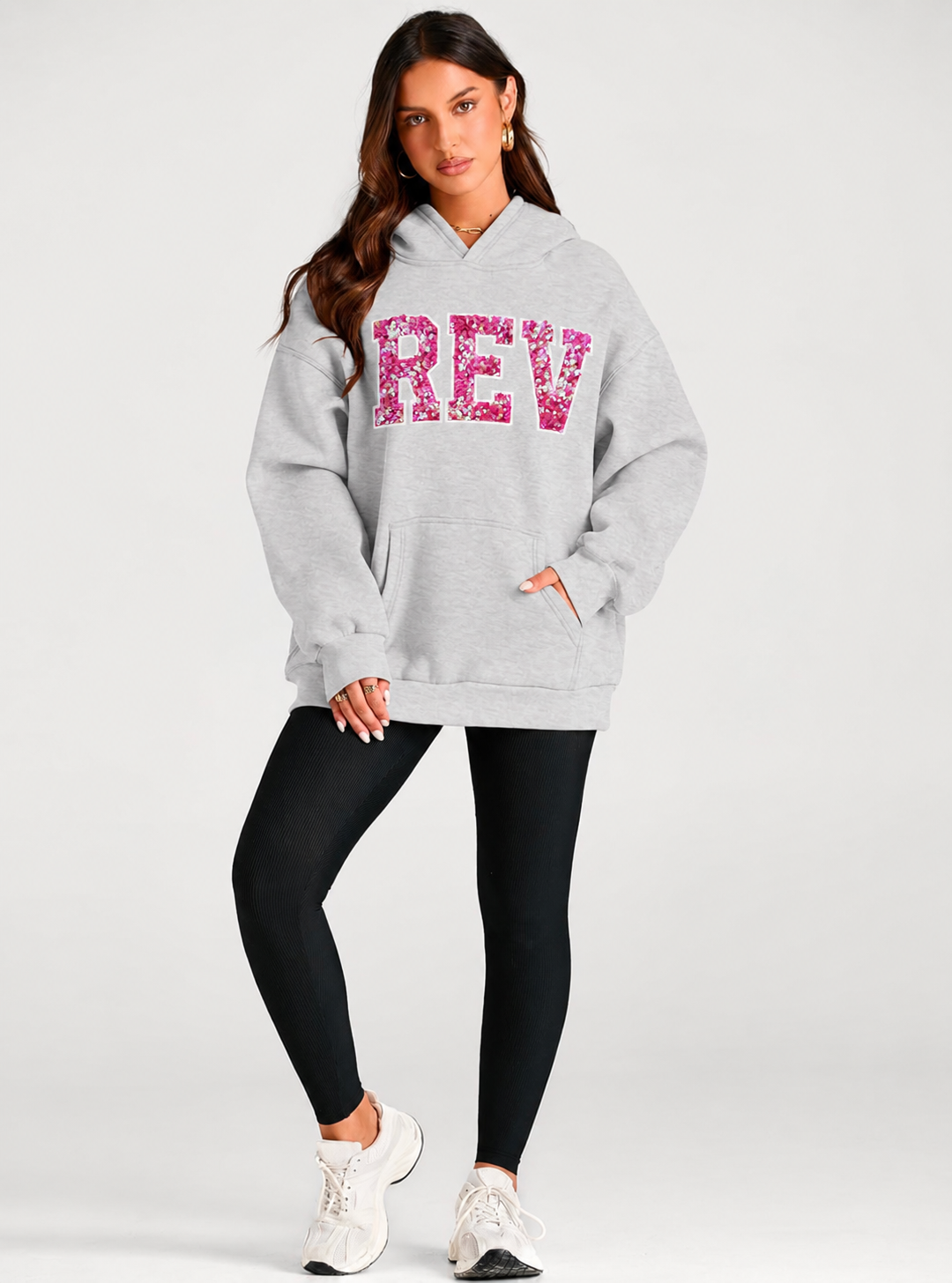 Rev Gym Sequin Applique Oversized Hoodie