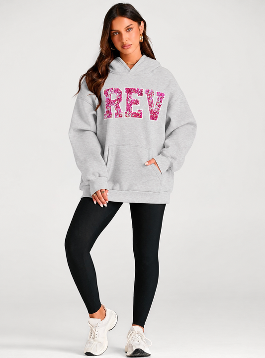 Rev Gym Sequin Applique Oversized Hoodie