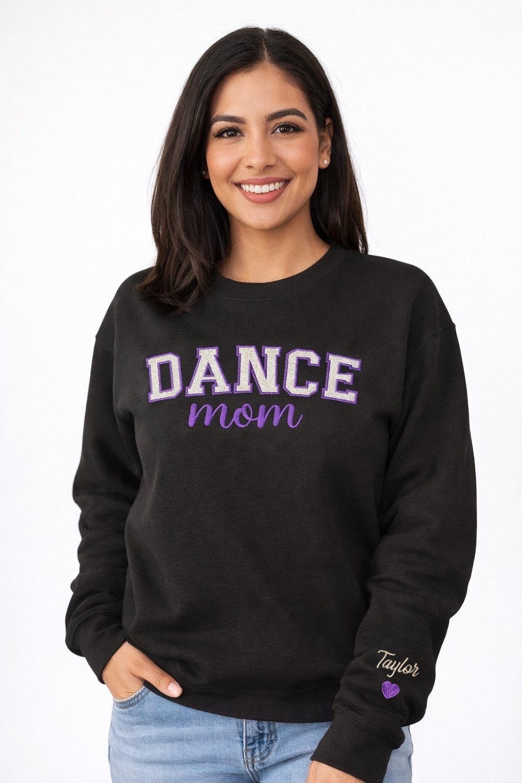 Dance Mom Glitter Applique Crew Sweatshirt