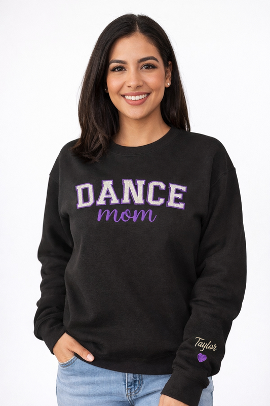 Dance Mom Glitter Applique Crew Sweatshirt