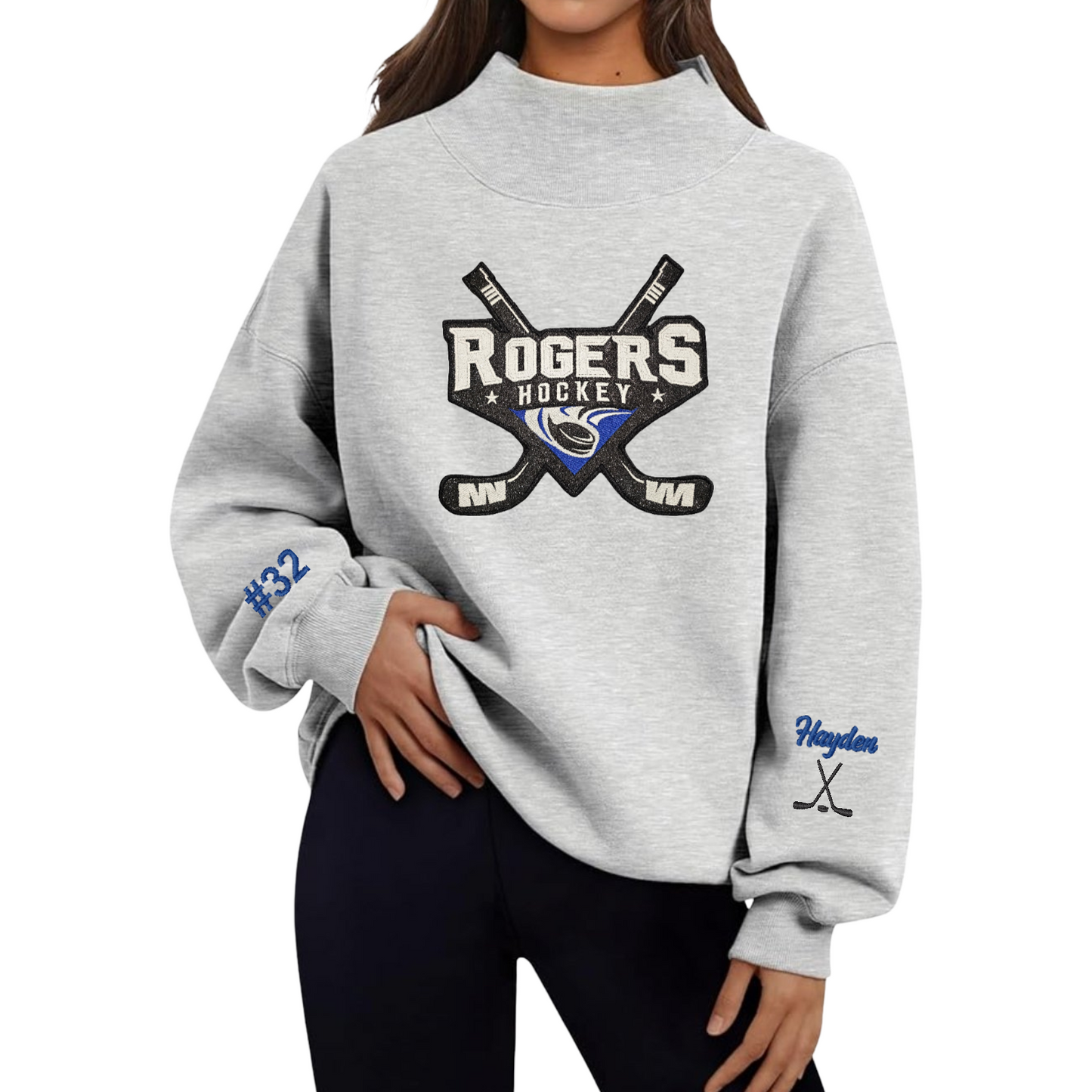 Adult Royals ✨️ Glitter Applique Mockneck Sweatshirt