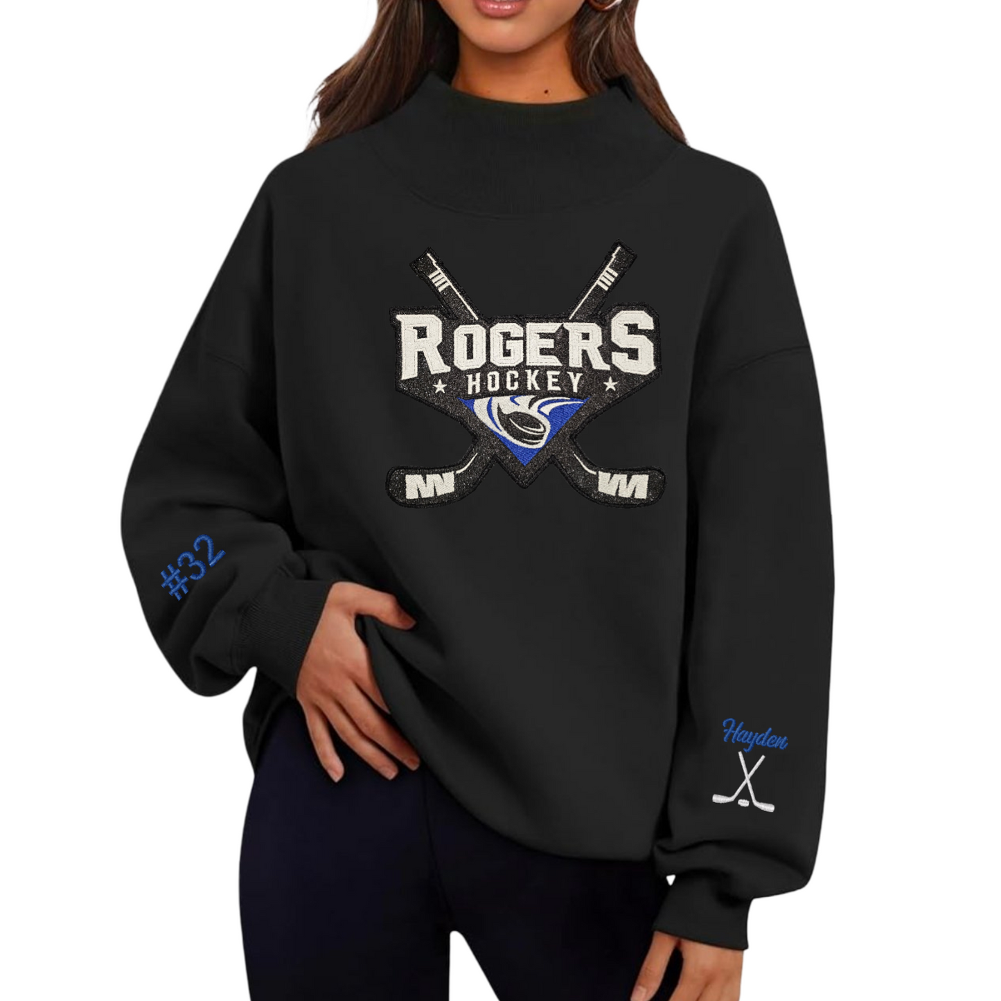 Adult Royals ✨️ Glitter Applique Mockneck Sweatshirt