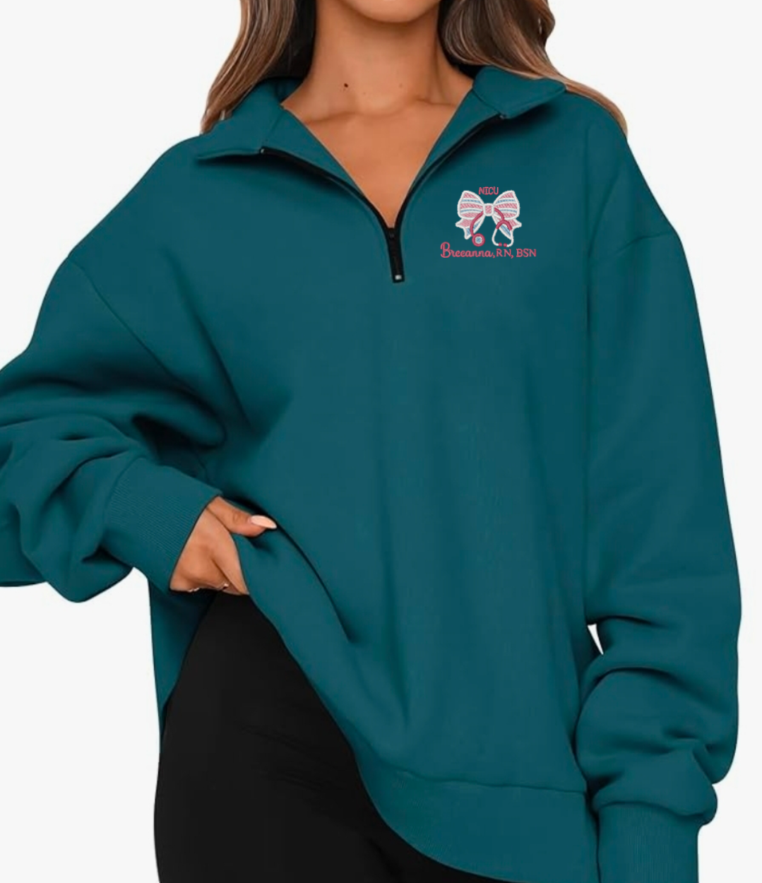 NICU Nurse Personalized baggy Quarter Zip