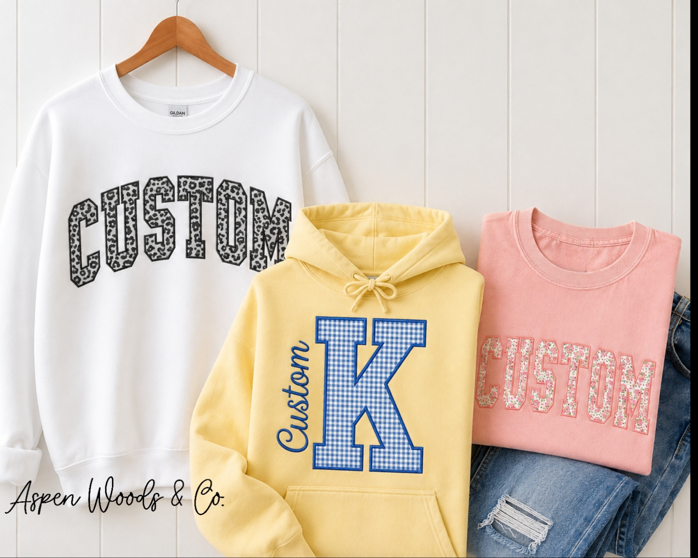 Custom Micro-Print Applique Shirts (Gingham, Plaid, Floral, Camo & Animal Prints)