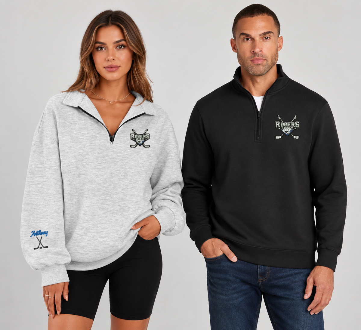 Embroidered Rogers Hockey Quarter Zip (personalization option)