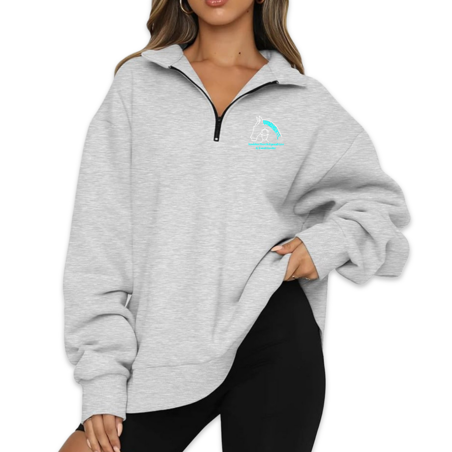 Womens Oversized Boulder Pointe Embroidered Quarter Zip