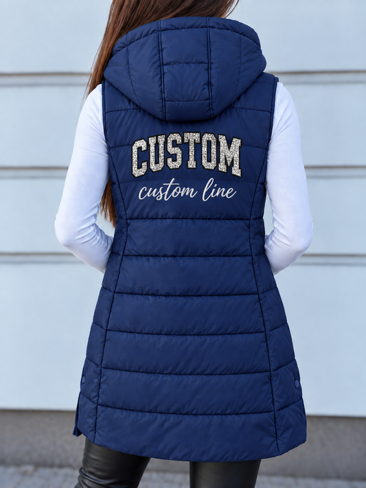 Custom Glitter Applique Puff Vest