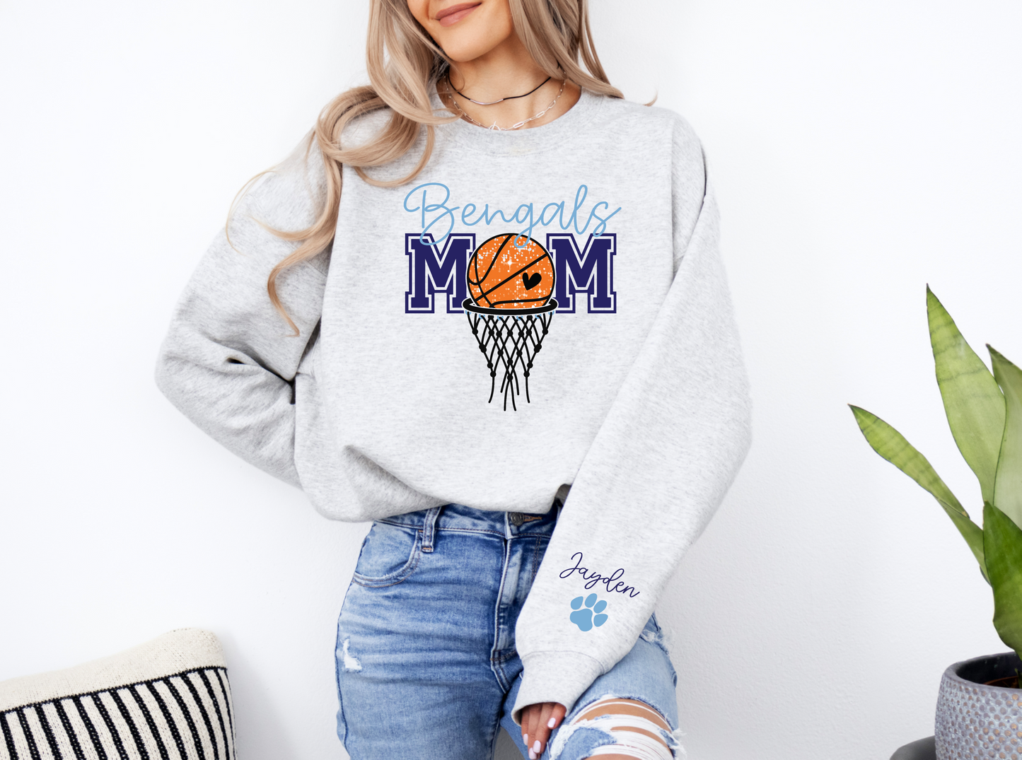 Bengals Basketball Mom Bella Canvas Printed Sweatshirt