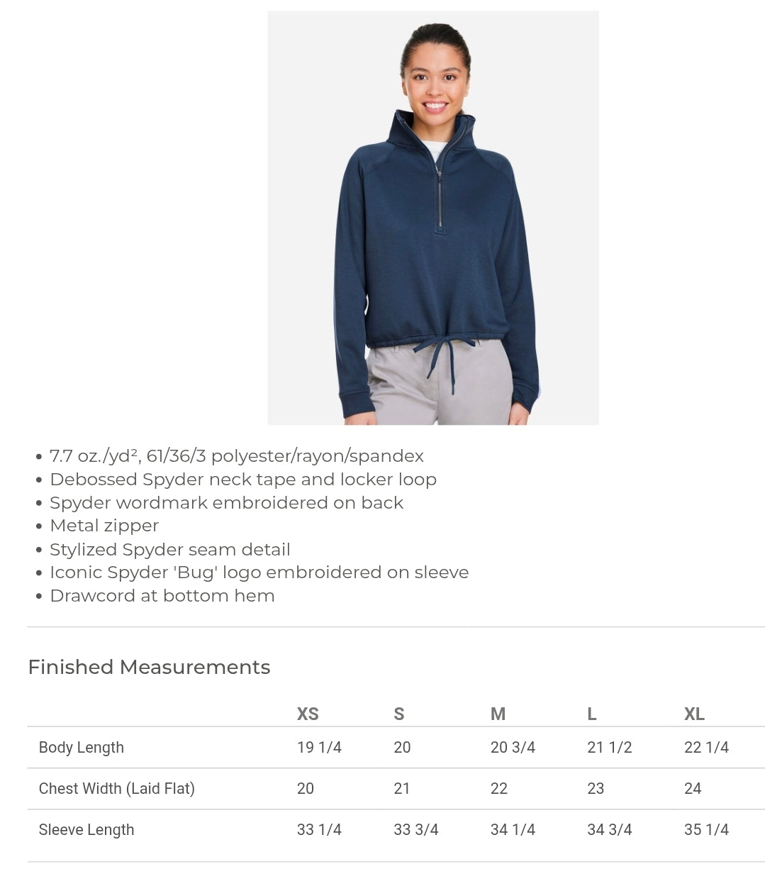 Lake Dental Ladies Spyder Xtryme Half Zip