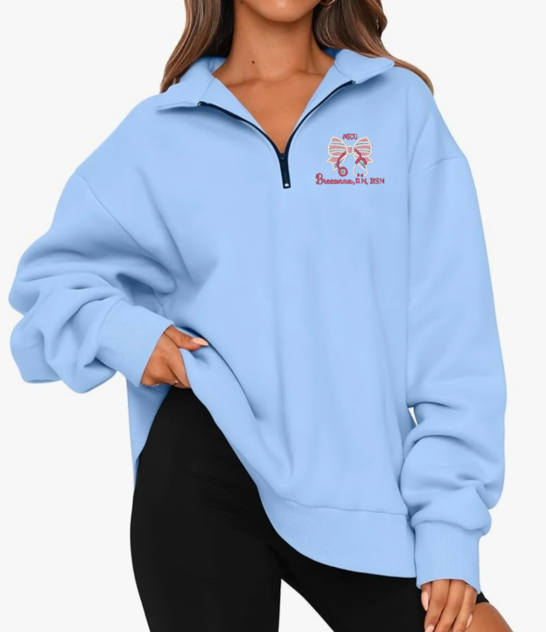 NICU Nurse Personalized baggy Quarter Zip