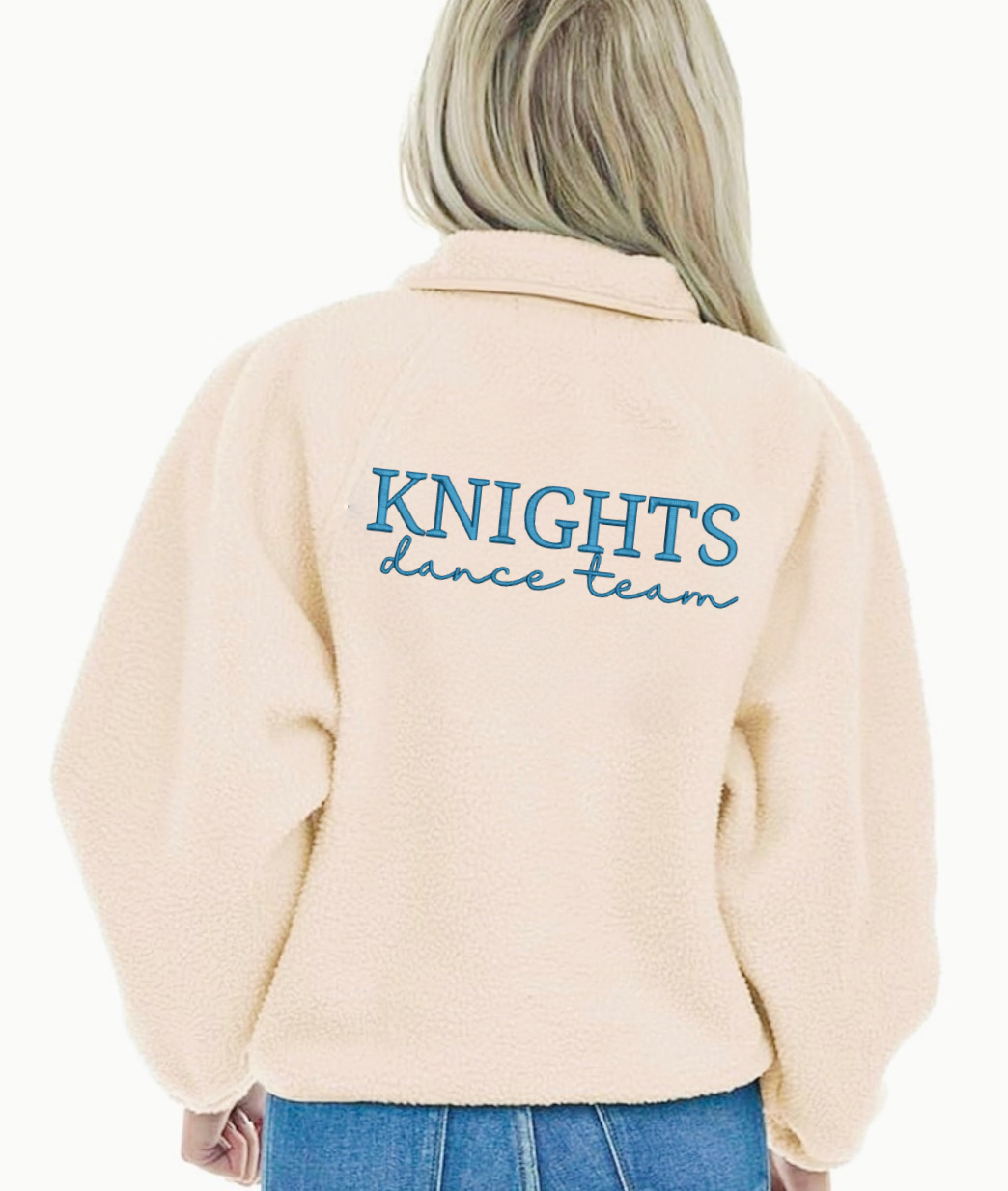Knights Dance Team Embroidered Fuzzy Fleece Button Down Jacket