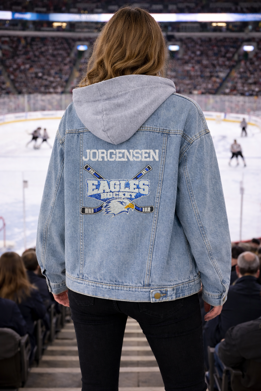Womens Becker-Big Lake Hockey ✨️ Glitter Jean Jacket