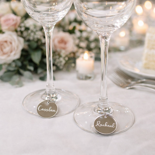 Custom Name Mirrored Acrylic Wine Charms