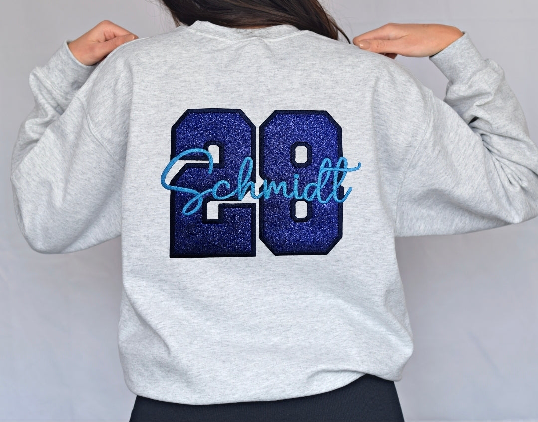 Blaine Hockey Mom Bella Canvas Glitter ✨️ & Sequin Sweatshirt