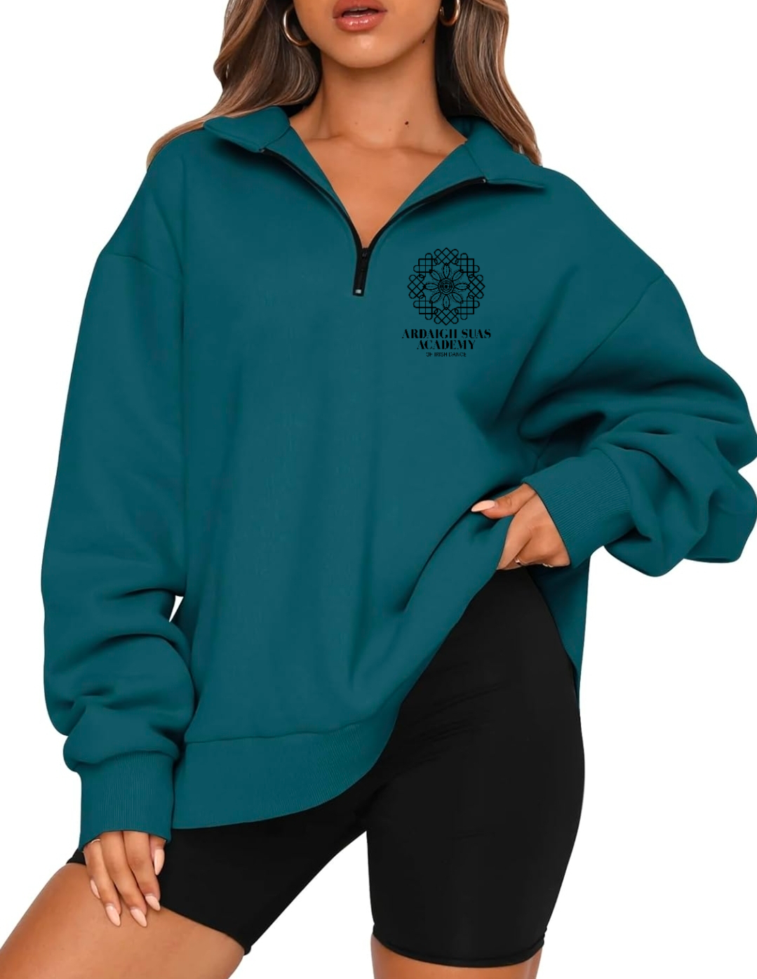Womens Oversized Embroidered ASA Quarter Zip