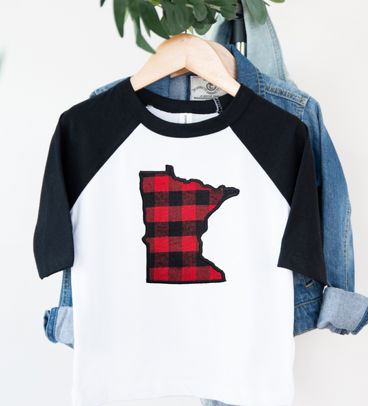 Classic Minnesota Buffalo Plaid Baseball T (Adult, Youth, Toddler & Infant)