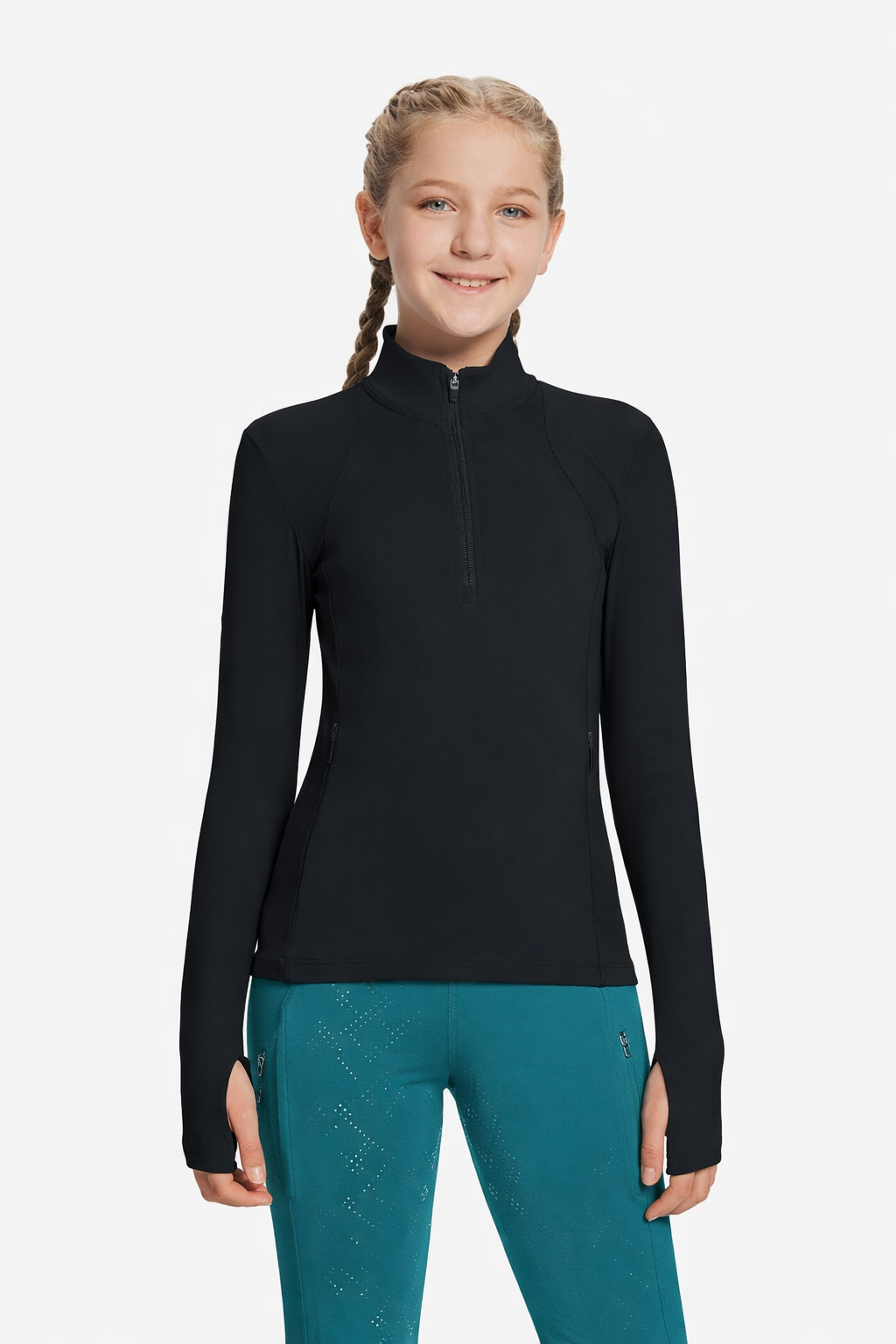 Youth Girls Printed ASA Half Zip Top