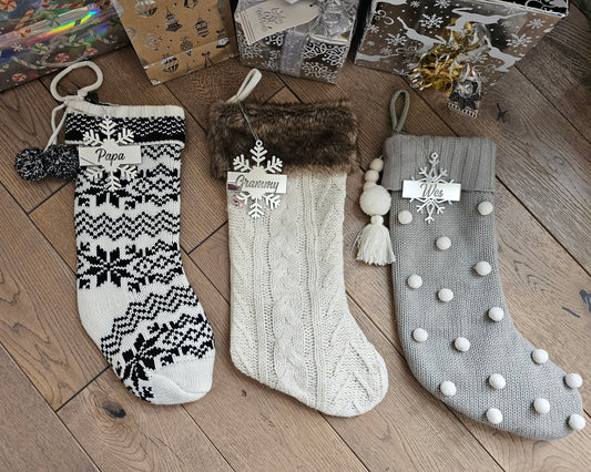 Personalized Snowflake Stocking Tags