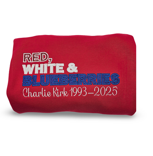 Red, White & Blueberries🫐 Embroidered Glitter Bella Sweatshirt