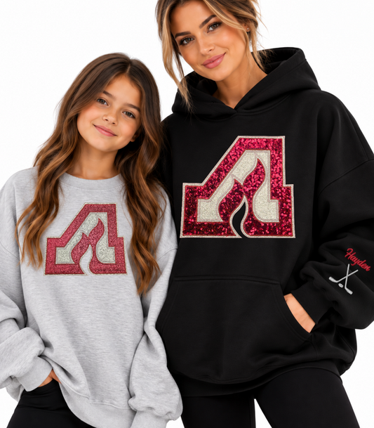 Anoka Hockey Oversized Sweatshirt Custom Applique
