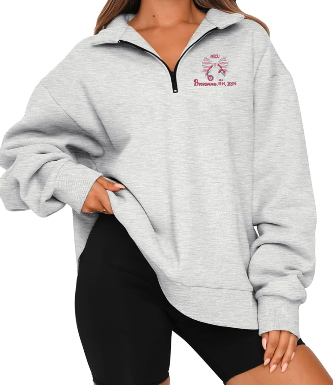 NICU Nurse Personalized baggy Quarter Zip