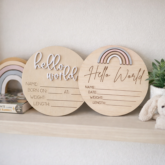 "Hello World"  Birth Stat 2 Sided Marker